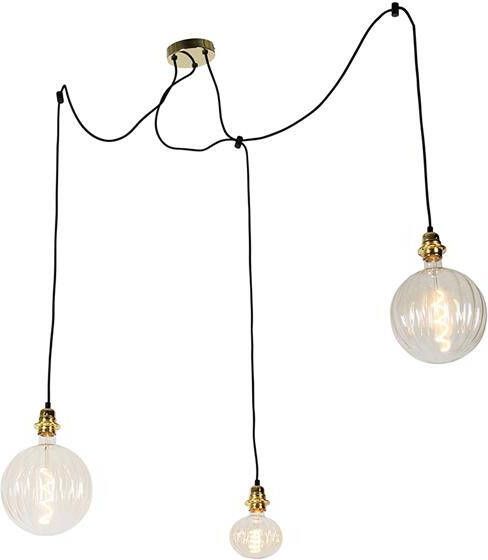QAZQA Hanglamp goud 3-lichts incl. LED amber dimbaar Cava Luxe - Foto 1