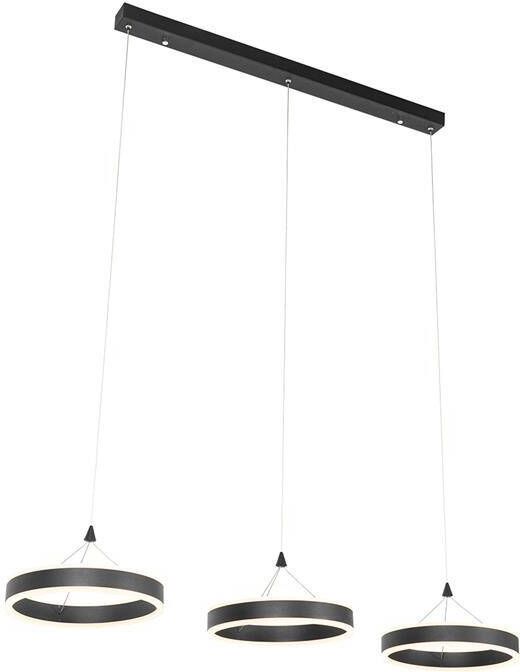 QAZQA Hanglamp zwart langwerpig incl. LED 3-staps dimbaar 3-lichts