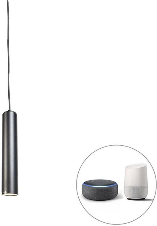 QAZQA Smart design hanglamp zwart incl. wifi GU10 lichtbron Tuba - Foto 1