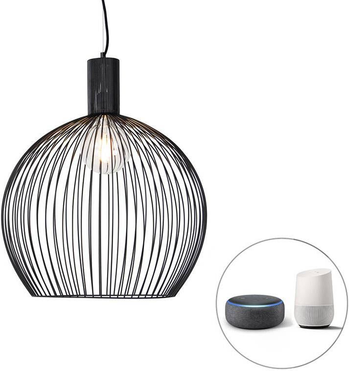QAZQA Smart ronde hanglamp zwart 50 cm incl. Wifi G95 Dos - Foto 1
