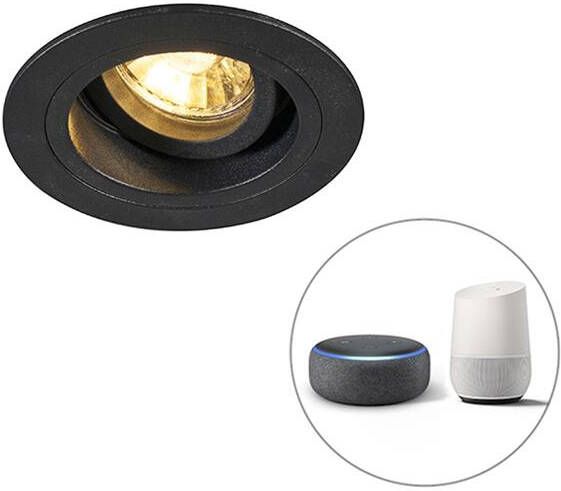 QAZQA Smart inbouwspot zwart rond incl. wifi GU10 Chuck