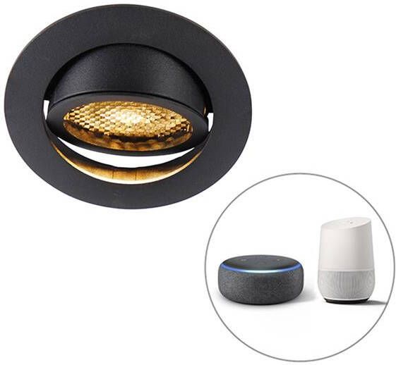 QAZQA Smart inbouwspot zwart incl. WiFi GU10 verstelbaar Ude Honey