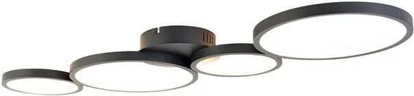 QAZQA Plafondlamp zwart incl. LED 3 staps dimbaar 4-lichts Lupolo - Foto 1