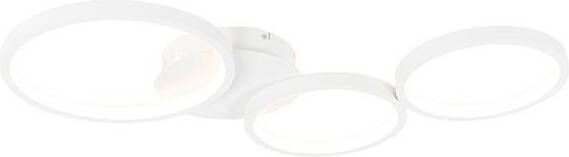 QAZQA Design plafondlamp wit incl. LED 3-staps dimbaar 3-lichts