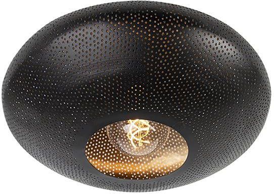 QAZQA Smart plafondlamp zwart met goud 40 cm incl. Wifi G95 - Foto 1