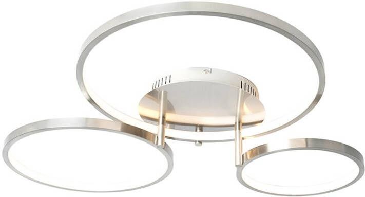 QAZQA Moderne plafondlamp staal incl. LED en dimmer- Rondas - Foto 1