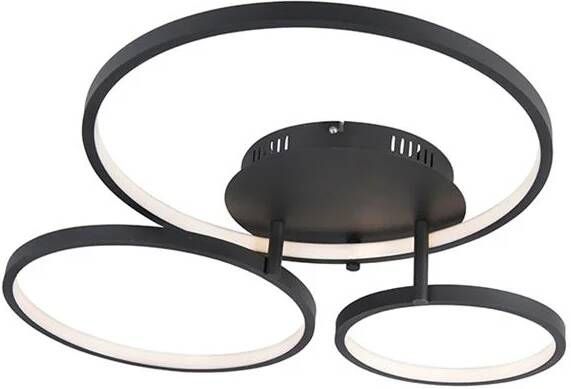 QAZQA Moderne plafondlamp zwart incl. LED en dimmer- Rondas - Foto 1