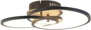 QAZQA Plafondlamp zwart 45 cm incl. LED 3 staps dimbaar Rowin