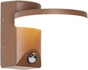 QAZQA Buiten wandlamp roestbruin incl. LED IP54 bewegingssensor - Foto 1