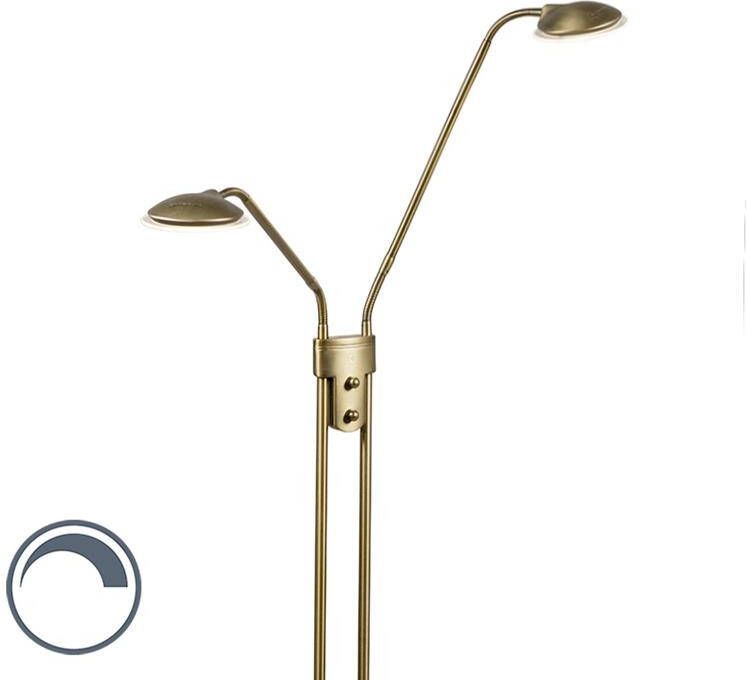 QAZQA Moderne vloerlamp brons met leeslamp incl. LED Eva - Foto 1