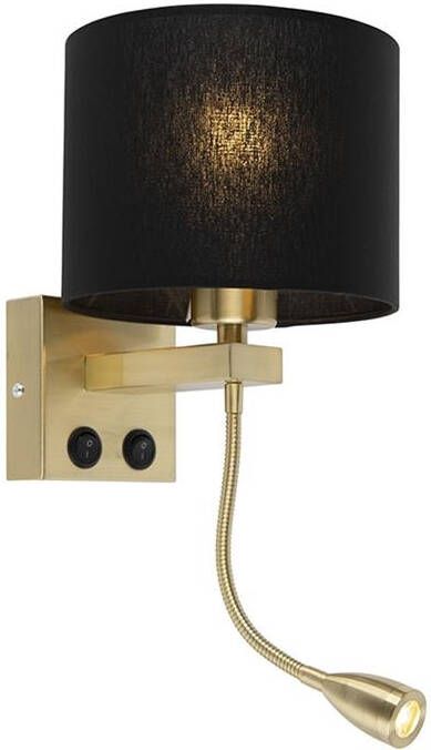 QAZQA Art deco wandlamp goud met zwarte kap Brescia - Foto 1