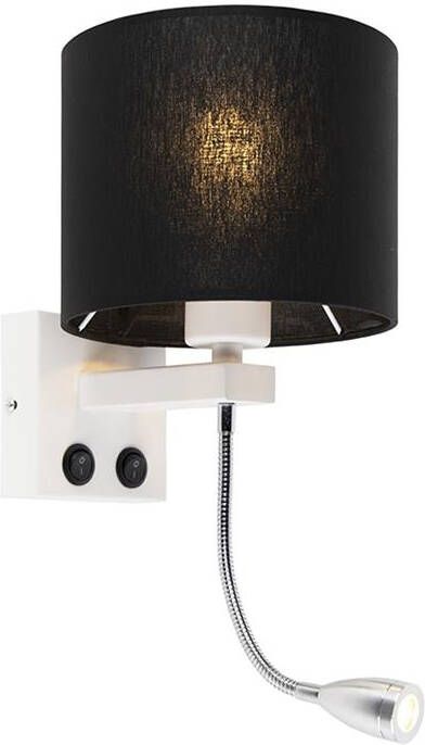 QAZQA Moderne wandlamp wit met zwarte kap Brescia - Foto 1