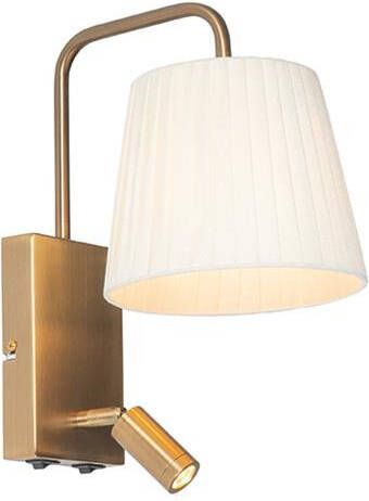 QAZQA Moderne wandlamp wit en brons met leeslamp Renier