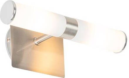 QAZQA Moderne badkamer wandlamp staal IP44 2-lichts Bath