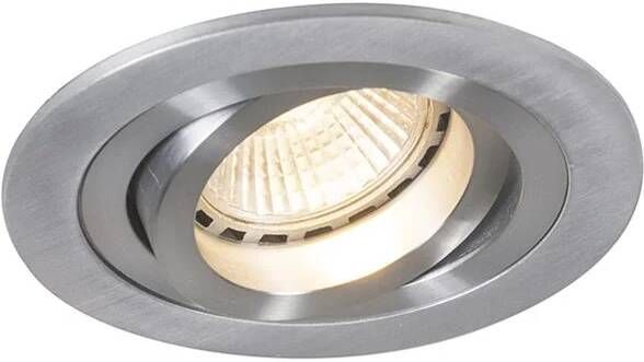 QAZQA Moderne inbouwspot staal draai- en kantelbaar Rondoo