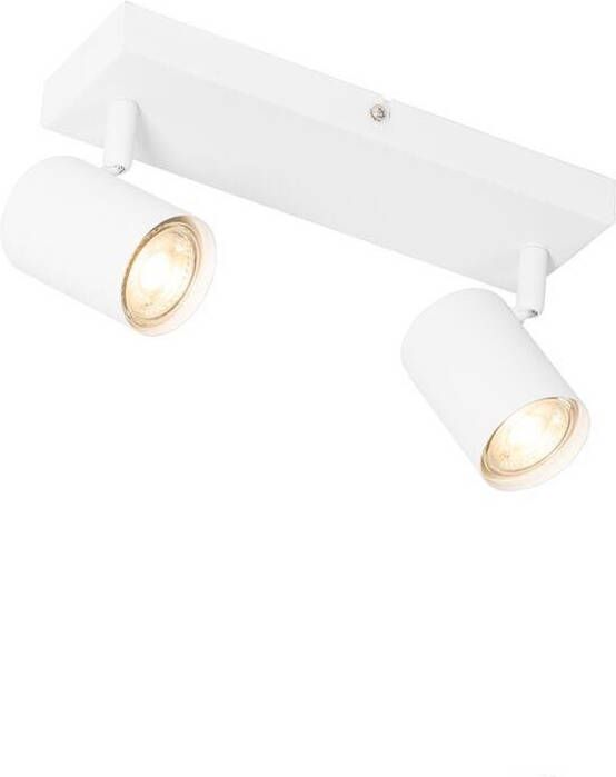 QAZQA Moderne plafondlamp wit 2-lichts verstelbaar rechthoekig