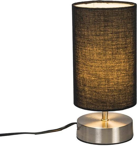 QAZQA Moderne tafellamp zwart met staal Milo 2