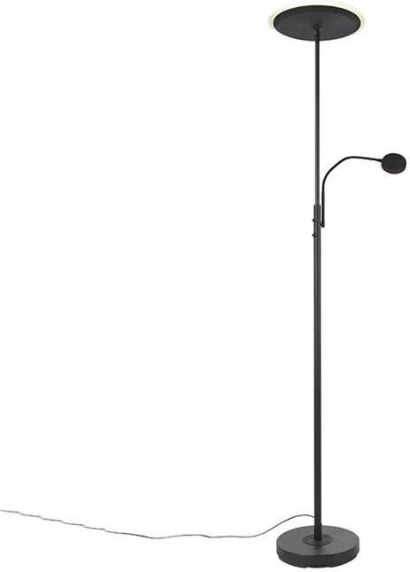 QAZQA Moderne vloerlamp zwart incl. LED dimbaar met leesarm Strela - Foto 1