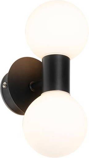 QAZQA Moderne wandlamp zwart IP44 2-lichts Cederic