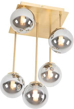 QAZQA Moderne plafondlamp goud 5-lichts met smoke glas Athens - Foto 1