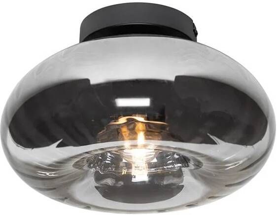 QAZQA Art Deco plafondlamp zwart met smoke glas Ayesha