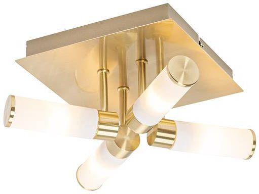 QAZQA Moderne badkamer plafondlamp messing 4-lichts IP44 Bath - Foto 1