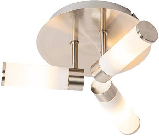 QAZQA Moderne badkamer plafondlamp staal 3-lichts IP44 Bath - Foto 1