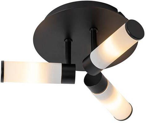 QAZQA Moderne badkamer plafondlamp zwart 3-lichts IP44 Bath - Foto 1