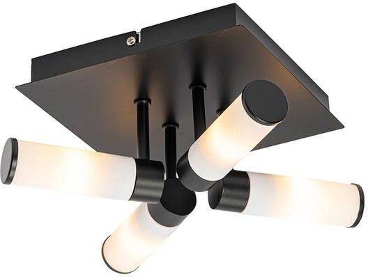 QAZQA Moderne badkamer plafondlamp zwart 4-lichts IP44 Bath