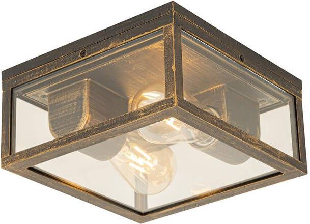 QAZQA Vintage plafondlamp antiek goud IP44 2-lichts Charlois - Foto 1