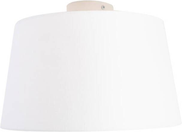 QAZQA Plafondlamp met linnen kap wit 35 cm Combi wit - Foto 1