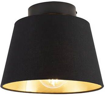 QAZQA Plafondlamp met katoenen kap zwart met goud 20 cm Combi zwart - Foto 1