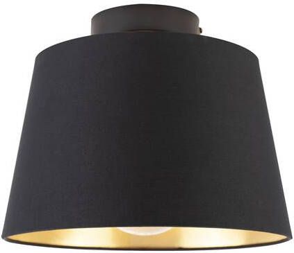 QAZQA Plafondlamp met katoenen kap zwart met goud 25 cm Combi zwart