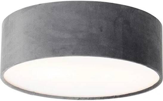 QAZQA Moderne plafondlamp grijs 30 cm met gouden binnenkant Drum