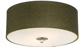 QAZQA Landelijke plafondlamp groen 30 cm Drum Jute