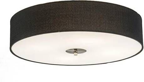 QAZQA Landelijke plafondlamp zwart 50 cm Drum Jute - Foto 1