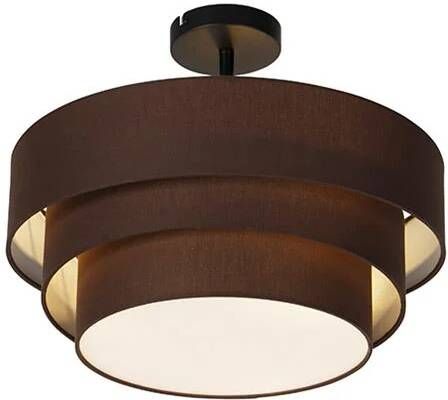 QAZQA Moderne plafondlamp bruin 45 cm 3-lichts Drum Trio - Foto 1
