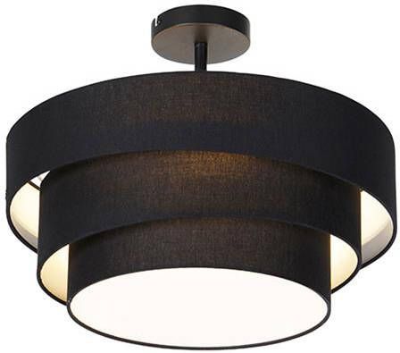 QAZQA Moderne plafondlamp zwart 45 cm 3-lichts Drum Trio - Foto 1