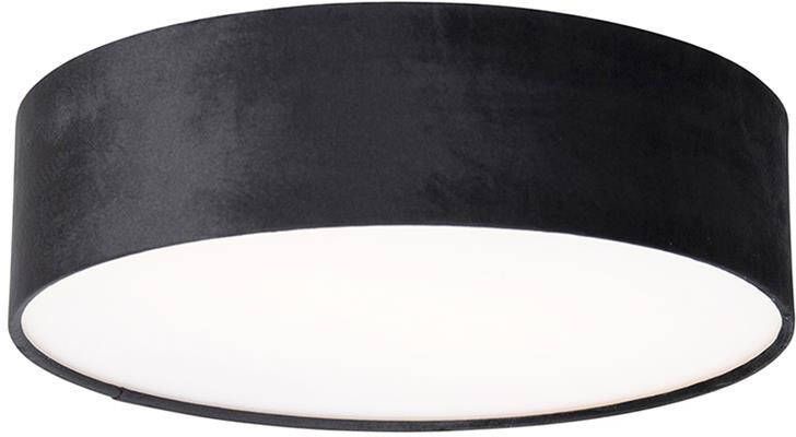 QAZQA Moderne plafondlamp zwart 40 cm met gouden binnenkant Drum