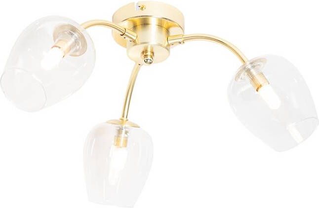 QAZQA Klassieke plafondlamp goud met glas 3-lichts Elien - Foto 1
