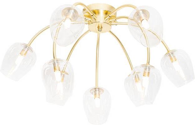 QAZQA Klassieke plafondlamp goud met glas 9-lichts Elien - Foto 1