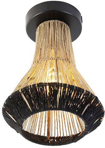 QAZQA Landelijke plafondlamp zwart met touw 19 cm Jenthe - Foto 1