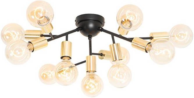 QAZQA Design plafondlamp zwart met goud 12-lichts Juul