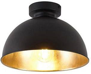 QAZQA Industriële plafondlamp zwart met goud 28 cm Magnax
