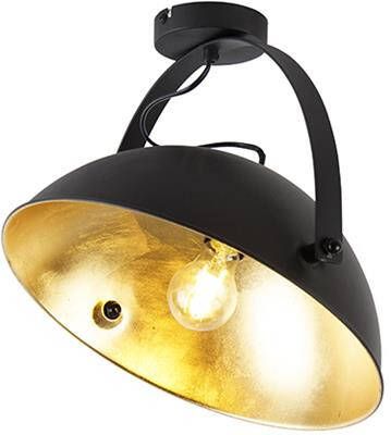 QAZQA Industriële plafondlamp zwart met goud verstelbaar Magnax