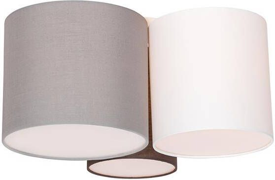QAZQA Plafondlamp wit grijs en bruin 3-lichts Multidrum - Foto 1