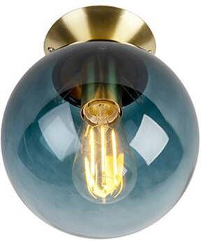 QAZQA Art deco plafondlamp messing met oceaanblauw glas Pallon - Foto 1