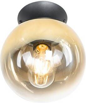 QAZQA Art deco plafondlamp zwart met goud glas pallon - Foto 1