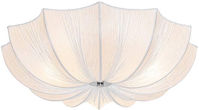 QAZQA Design plafondlamp wit zijden 52 cm 3-lichts Plu