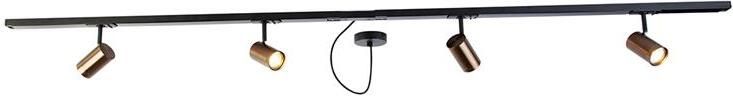 QAZQA 1-fase railsysteem donkerbrons met 4 spots en I voeding rond